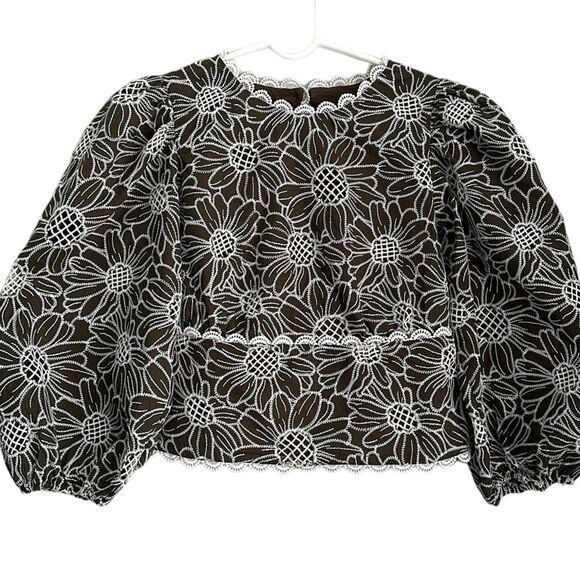 Express Tops - Express Women’s Open Back Embroidered Eyelet Cotton Cropped Top Blouse Size XS